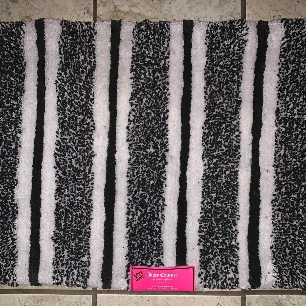 Brand New Black Striped Juicy Couture Bath Rug